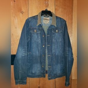 Red Camel Jean Jacket with Corduroy collar, size medium.